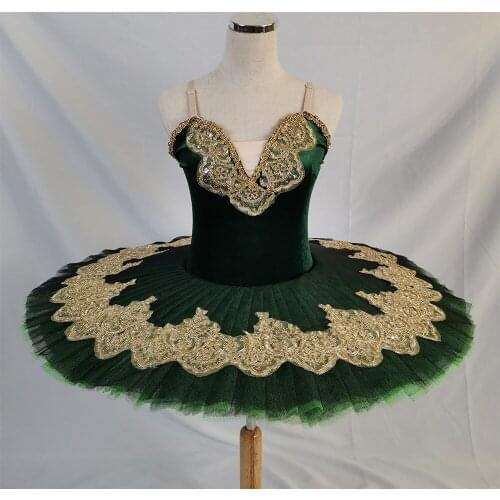 Dark Green Professional Classical Ballet Tutu Ballet Costumes For Adult Girls Solo Dancing Children Ballerina Pleated Tutu Dress