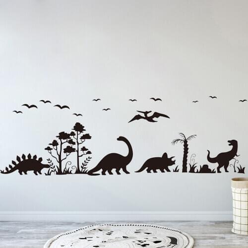Large Dinosaur Animal Forest Tree Bird Wall Sticker Bedroom Living Room Jurassic Park Dino Wall Decal Nursery Decor Murals B516