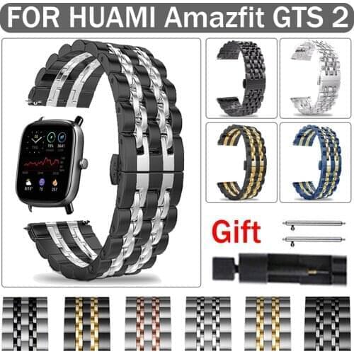 Classic Stainless Steel Wrist Strap for Huami Amazfit GTS 2 Watch Metal Bracelet for Amazfit GTS 2e/2mini Band Accessories 20/22
