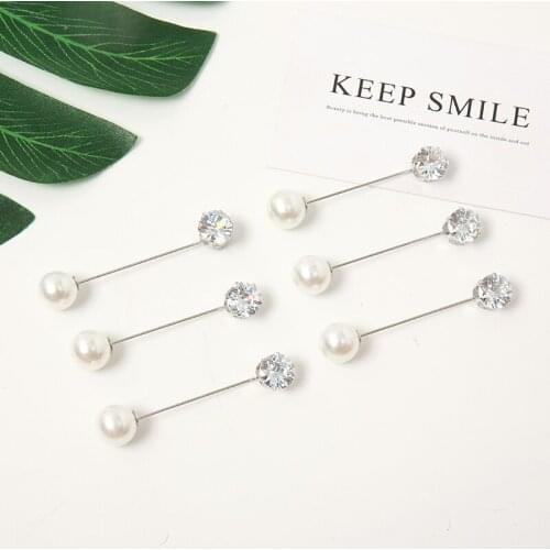 Hijab Pin Brooch Islamic Head Scarf Pins Muslim Pearl Rhinestone Women Garment Accessories Mix Color 6 Pcs/lot