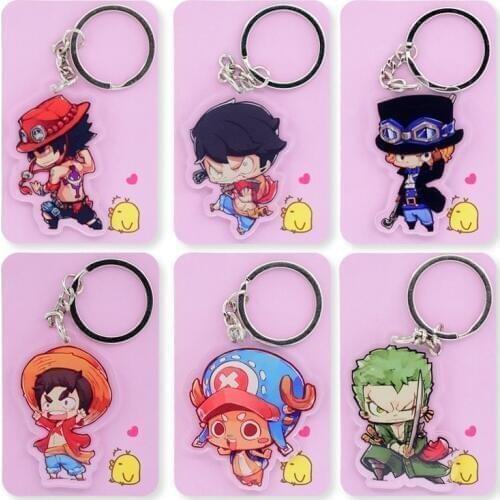 One Piece Double Sided Keychain Chopper Luffy Key Chain Hot Sale Custom made Anime Key Ring PCB162-173