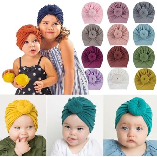 Baby Turban Top Knot Hat Toddler Kids Girl Solid Color Beanie Hat Lovely Soft Newborn Headwear Photography Props Accessories