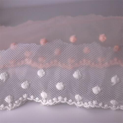 14 yds 4.5 cm Dots Mesh Lace Trims for Kids Dress Lace Applique Costume Trimmings White Home Textiles Sewing Lace Fabric Cusack