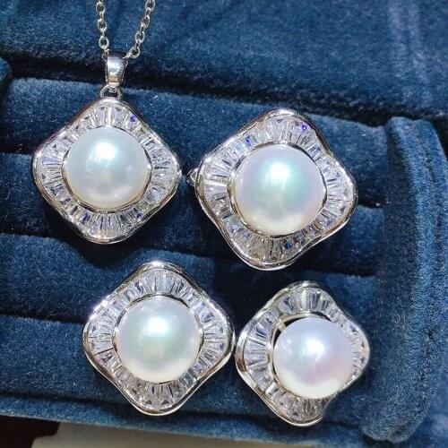 DIY Pendant Ring and Earrings Jewelry Set Base Mountings Settings Findings Jewelry Settings Parts for Pearls Beads Stones