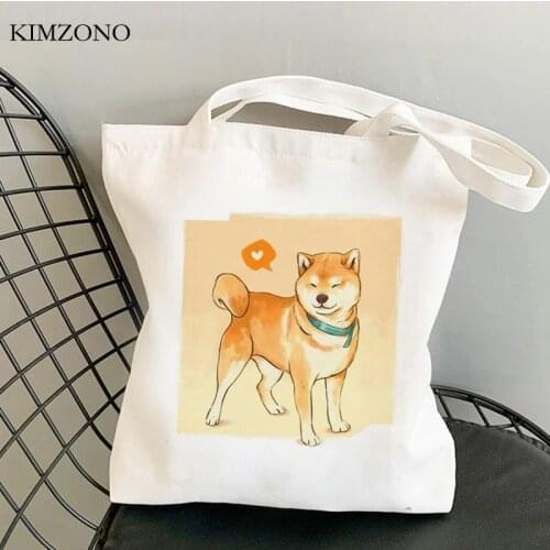 Shiba Inu shopping bag tote handbag shopping reusable shopper eco bag jute bolsas ecologicas woven grab