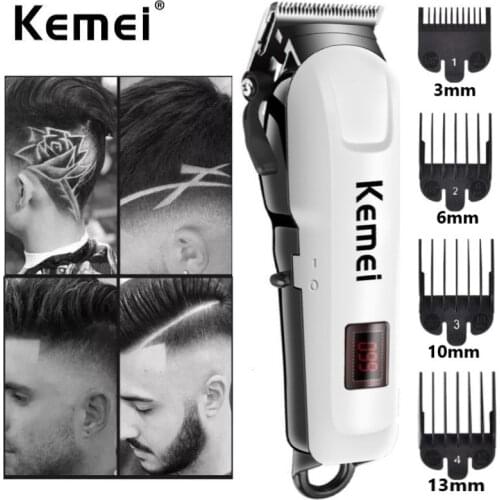 Kemei KM-809A Professional Electric Hair Clipper Rechargeable Mens Trimmer LCD Haircut Machine Barber Shop Shaver EU Plug