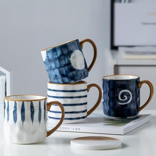 Coffee Mugs Ocean Wind Hand Kneading Ceramic Milk Cup Blue & White Eco Friendly Mugs Coffee Cups Tumbler Cup Kawaii Mug Cute Cup