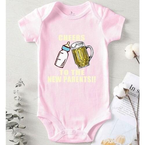 Boys Summer Clothes Kids Outfits Printing Cheers To The New Parents Jumpsuit for Newborns Baby Cotton Toddler Rompers