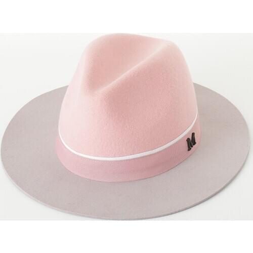 Korean of high-quality wool M-standard jazz hat autumn and winter casual Joker powder grey color matching wool hat exquisite