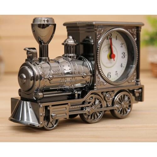 Creative Antique Locomotive Alarm Clock Student Fashion Plastic Model Alarm Clock Ornaments Home Gift Alarm Clock