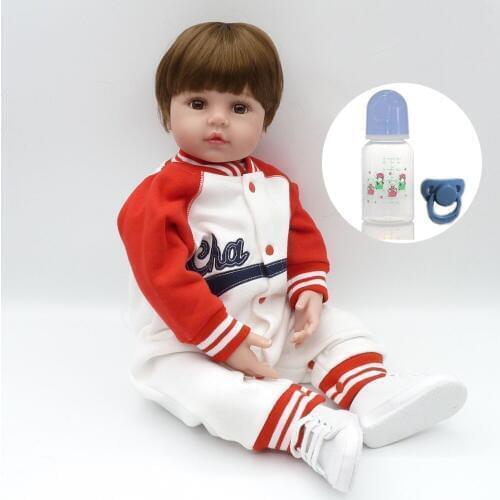 Boy reborn baby doll 22" soft silicone vinyl baby dolls bebe realista reborn bonecas creative birthday gift toy for kids