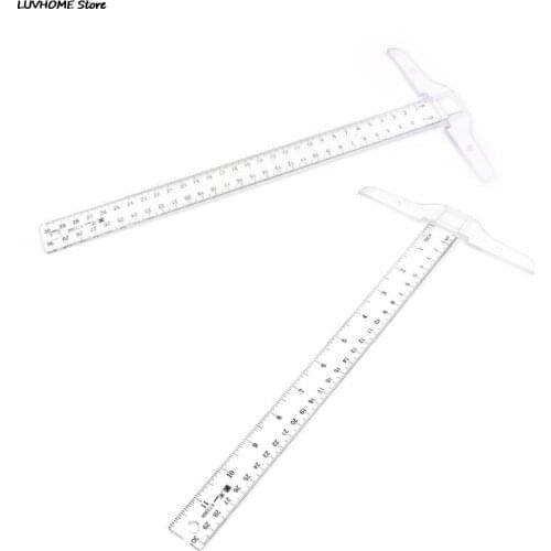 New Arrival 1pcs 33X15X0.3cm Plastic Straight Clear Transparent Measurements Ruler Measure Tool T Shape Ruler Good Quality