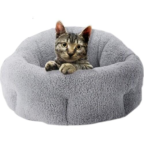 Cat litter, kennel pet litter, removable and washable winter warm dog mat, round pet litter for deep sleep, small and medium-siz