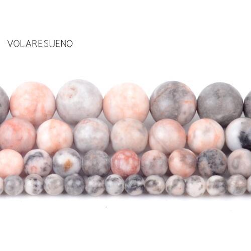 Natural Pink Zebra Jaspers Round Loose Beads For Jewelry Making 4-12mm Spacer Beads Fit Diy Bracelet Necklace Accessory 15