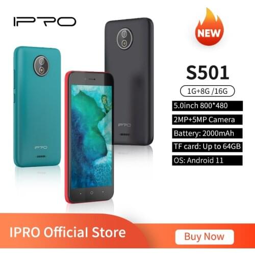 5.0inch Smartphones IPRO S501 Dual SIM Card 1GRAM+8GROM 2000mAh Battery 5.0MP OS Camera Andriod 11 3G US Version Mobile Phone