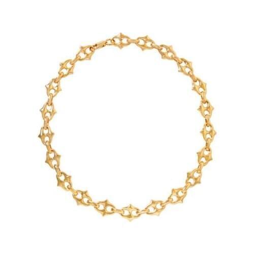 Brass With 18K Gold Statement Cutout Link Necklace Women Jewelry Punk Party T Show Runway Designer Club Japan South Korean