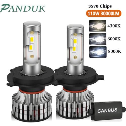 PANDUK 100W 30000LM H4 LED H7 Canbus H1 H8 H9 H11 9005 HB3 9006 HB4 9012 Car LED Light Headlight Turbo Lamp 4300K 6000K 12V