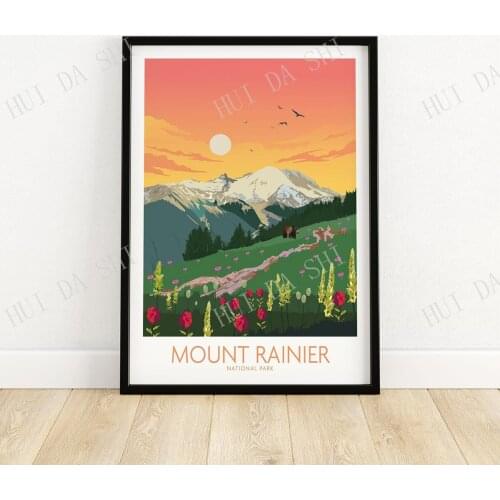 Mount Rainier National Park Poster | Art Print | Wall Art | Travel Poster | Home Decor Gift