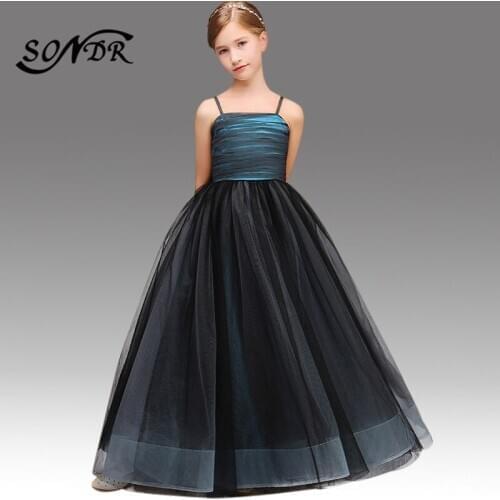 Flower Girl Dresses HT114 Floor Length First Communion Dresses for Girls Spaghetti Strap Dancing Princess Ball Gowns Party Gown