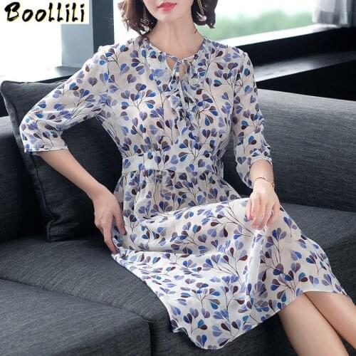 Boollili Summer Dress Women Real Silk Dress Women Office Dresses Korean Fashion Midi Dress Elegant Party Dress Vestido Mujer