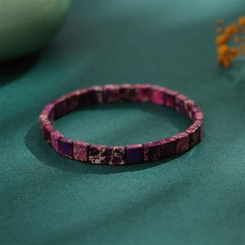 Plumiss Square Emperor Stone Beaded Bracelet for Women Boho Natural Stone Strand Bracelets Jewelry Healing Relax Dropshipping