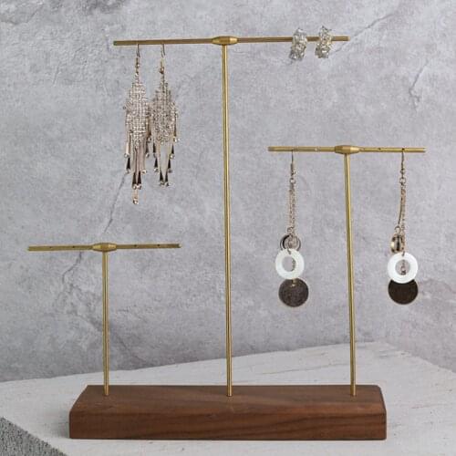 High Level Type T Black Walnut Metal Necklace Stand Jewelry Display Stand Show Props Earrings Necklace Bracelet Jewelry Stand