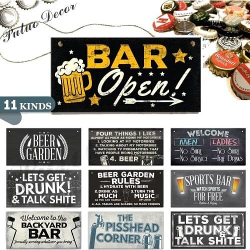 Welcome/Open Signs Wooden Hanging Bar/shop Opening Door Decorative Pendant Room Door Plate Wood Plaque Board Bar Home Decoration