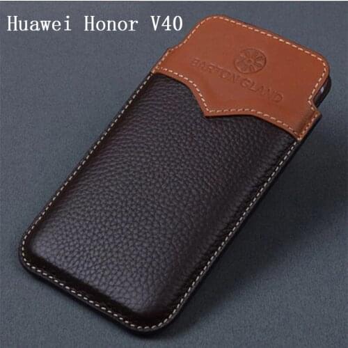 Luxury Genuine Leather Sleeve Pouch for Huawei Honor V40 5G Top Layer Cow Phone Case Cover for Huawei Honor V40 Funda skin coque