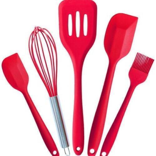 5PCS/SET FDA Approved Silicone Cooking Tools Silicone Kitchen Utensils Set in Hygienic Solid Coating Silicone