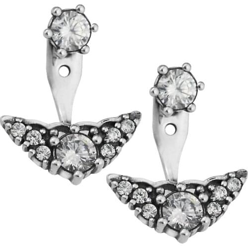 Fairytale Tiara Stud Earrings for Women 925 Sterling Silver Clear CZ Earings Fine Jewelry Gift Brincos Bijoux Femme Wholesale