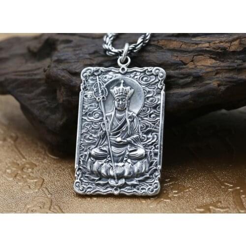 Solid 999 Sterling Silver Lucky to ward off bad luck kshitigarbha Buddha men women pendant Charm jewelry A4731