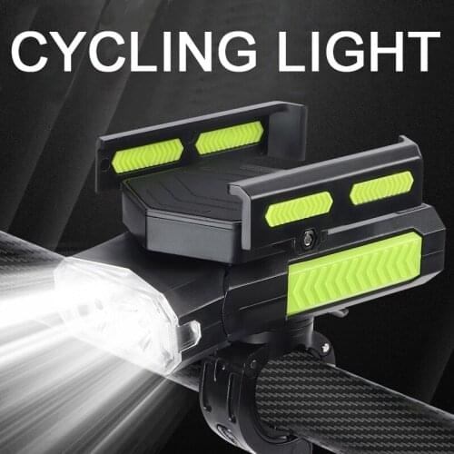 5 IN 1 LED Bike Light Front Flashlight Phone Holder Horn USB Chargeable 4000mAh Headlight For Bicycle lamp Cycling Lantern