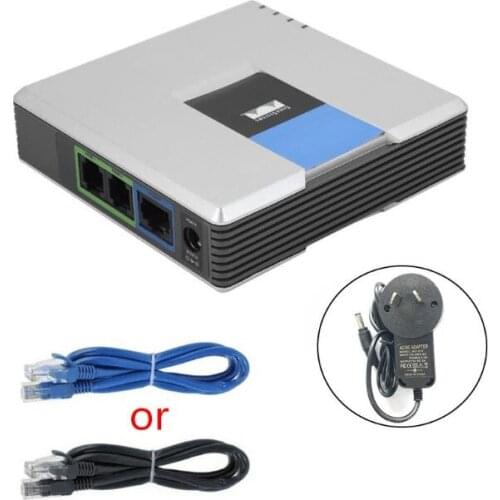 1Set VOIP Gateway 2 Ports SIP V2 Protocol Internet Phone Voice Adapter with Network Cable for Linksys PAP2T AU/EU/US/UK Au06 21