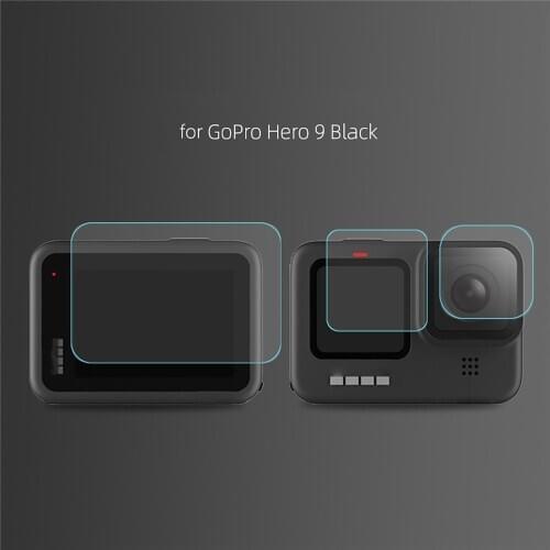 For GoPro Hero 9 Black Camera Lens Screen Display Protector Clear Tempered Film Set for GoPro Hero 9 Black Camera Accessories