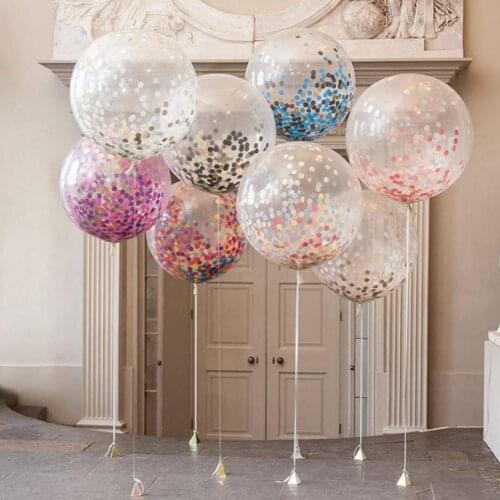 10pcs 12inch Confetti Balloon Romantic Wedding Decoration Sequin Clear Balloons Birthday Party Supplies
