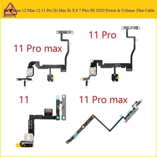 10Pcs Power Flex Cable For iPhone 11 Pro Max Volume Silent Switch On Off Side Button Flash Light Flex for iPhone Xs Max