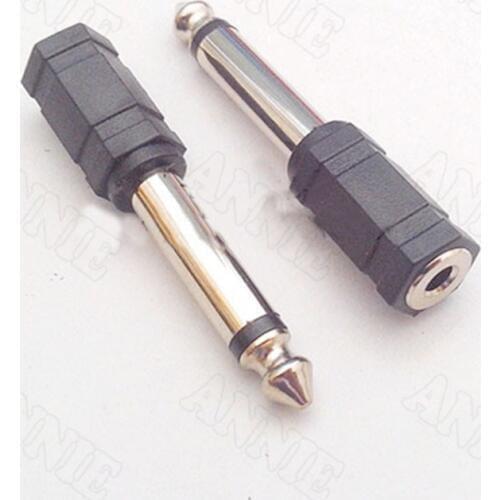 10pcs/lot Microphone Socket 6.35 Single Channel Male To 3.5 Hole Jack 6.5 TS To Female Converter