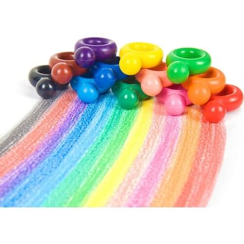 12 Colors Non-toxic Wax Ring Shape Crayons for Toddler Baby Kids Washable Safe Painting Drawing Tool School Art Supply