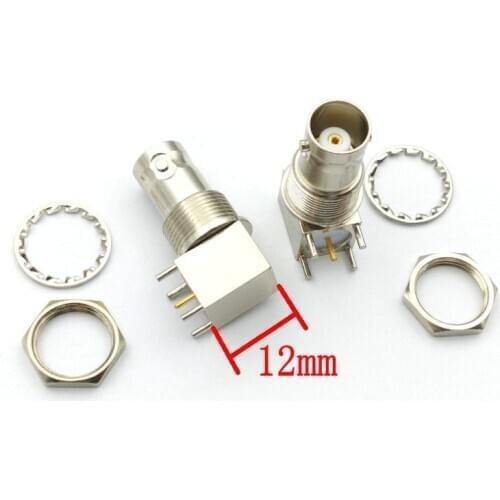 2pcs copper BNC female nut bulkhead right angle PCB mount RF ADAPTER