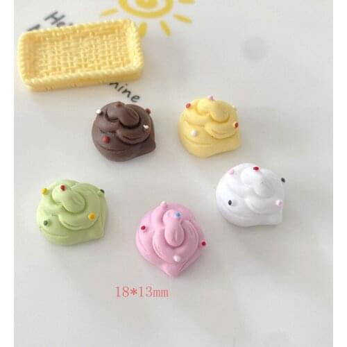20Pcs Colorful Cream Ice Cream Flatback Resin Cabochon Simulation Food Fit Phone Deco Parts Scrapbooking Craft DIY Accessories