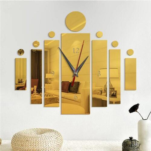 2020 New Creative Home Decorative Wall Clock DIY Strip Rectangular Mirror Wall Sticker Acrylic wall Clock