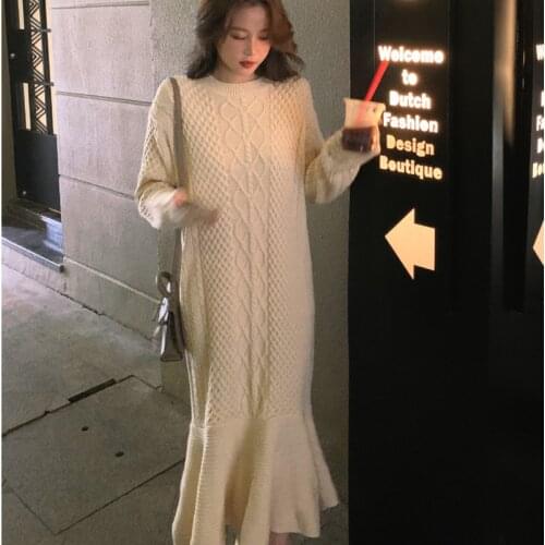 2020 autumn Winter Women Pullover Knitted Sweater party Dress robe femme vestido de mujer kobieta sukienka vrouw jurk pull femme