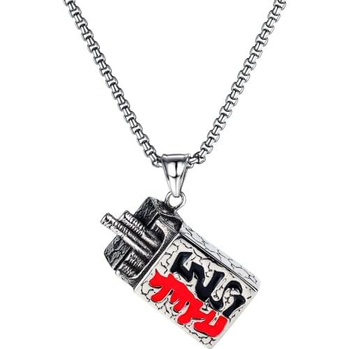 2021 Mens Statement Necklace Punk Vintage Stainless Steel Cigarette Boxes Pendant Neck Chain Hip Hop Jewelry Gothic Accessories