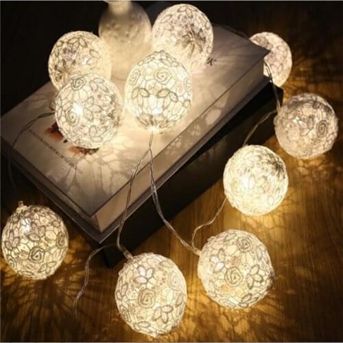 3pcs 10LED Lace Ball Garland Lights String Christmas Holiday Wedding Party Baby Bed Fairy Lights Decoration Lamp for Home Window