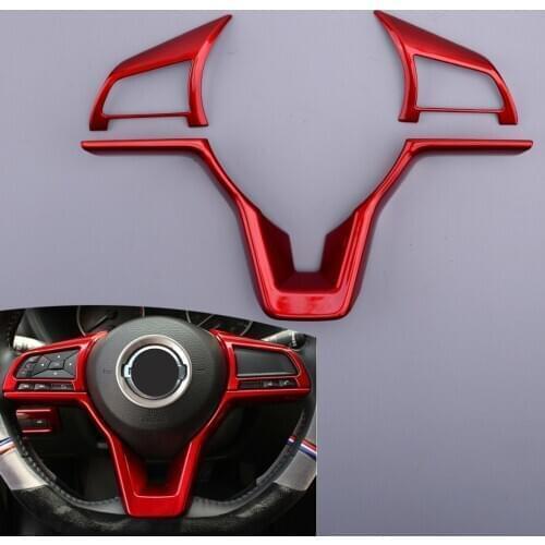 3Pcs/Set Car Interior Steering Wheel Trim ABS Red Fit For Nissan Rogue Sport 2017 2018 2019