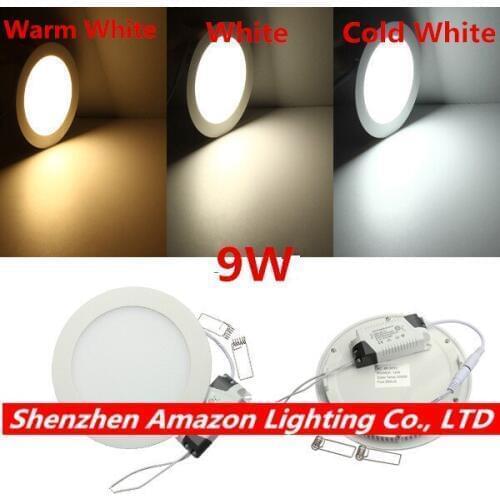 40pcs 9W Round LED Panel Light 85-265V Warm White/Natural White/Cold White Recessed LED Ceiling Light Down Light DHL Free Ship