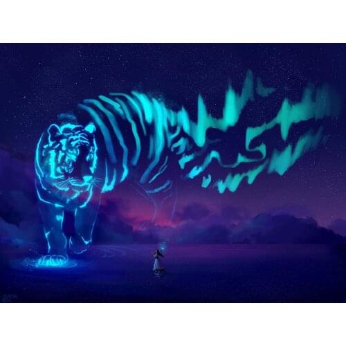 Diy 5D Diamond Painting Fluorescent Tiger Full Circle/Full Square Rhinestone Mosaic Embroidery Painting Needlework Cross Stitch