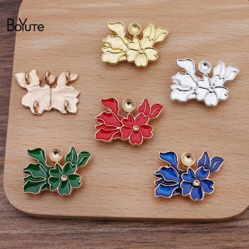BoYuTe (20 Pieces/Lot) 20*26MM Dripping Oil Flower with 5 Loops at Back Handmade DIY Alloy Jewelry Accessories
