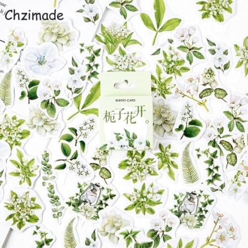 Chzimade 34Pcs/lot Large Size Plants Printed Scrapbooking Paper Sticker Junk Journal Stationery Sticker Decoration