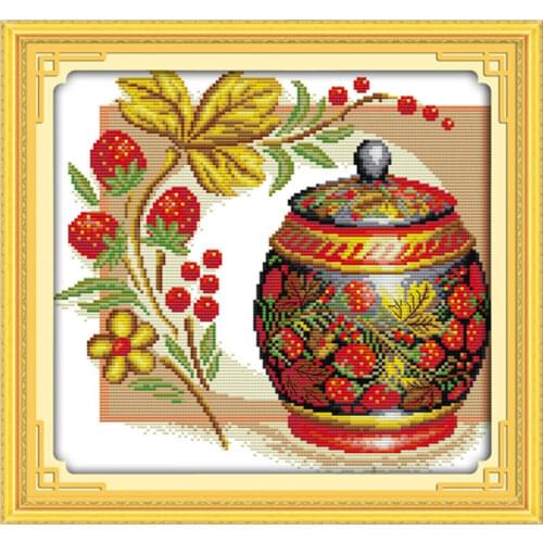 Coloured pottery cross stitch kit cartoon 14ct 11ct count print canvas stitching embroidery DIY handmade needlework